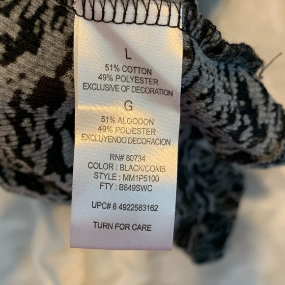 Y2k BCBG Black gray burnout Long Sleeve fitted crew neck top size large - Picture 5 of 7